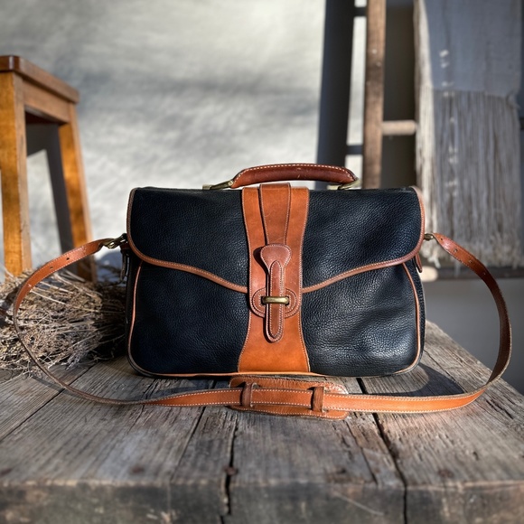 Dooney & Bourke Handbags - 80's DOONEY & BOURKE PEBBLED DARK NAVY BLUE LEATHER EQUESTRIAN BRIEFCASE
